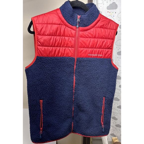 Vineyard Vines Other - Vintage Vineyard Vines #100134 Sherpa Fleece‎ Men's Vest - Red and Blue - Small